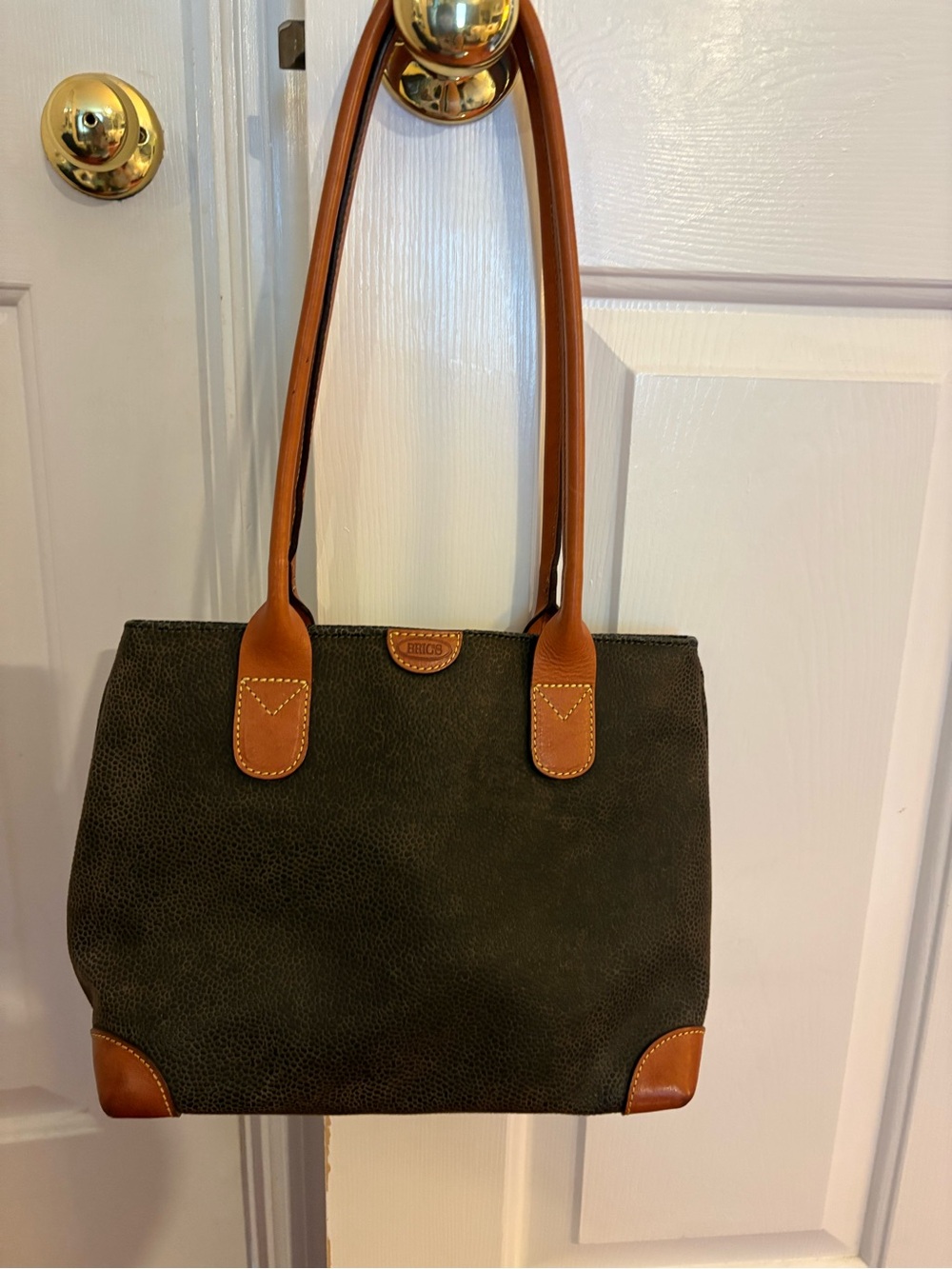 Bric's Brown Shoulder Tote with Tan Leather Trim